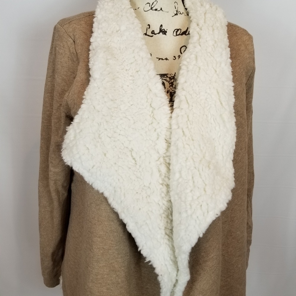 H & M Womens Tan Open Front Sweater Cardigan L - Picture 8 of 8
